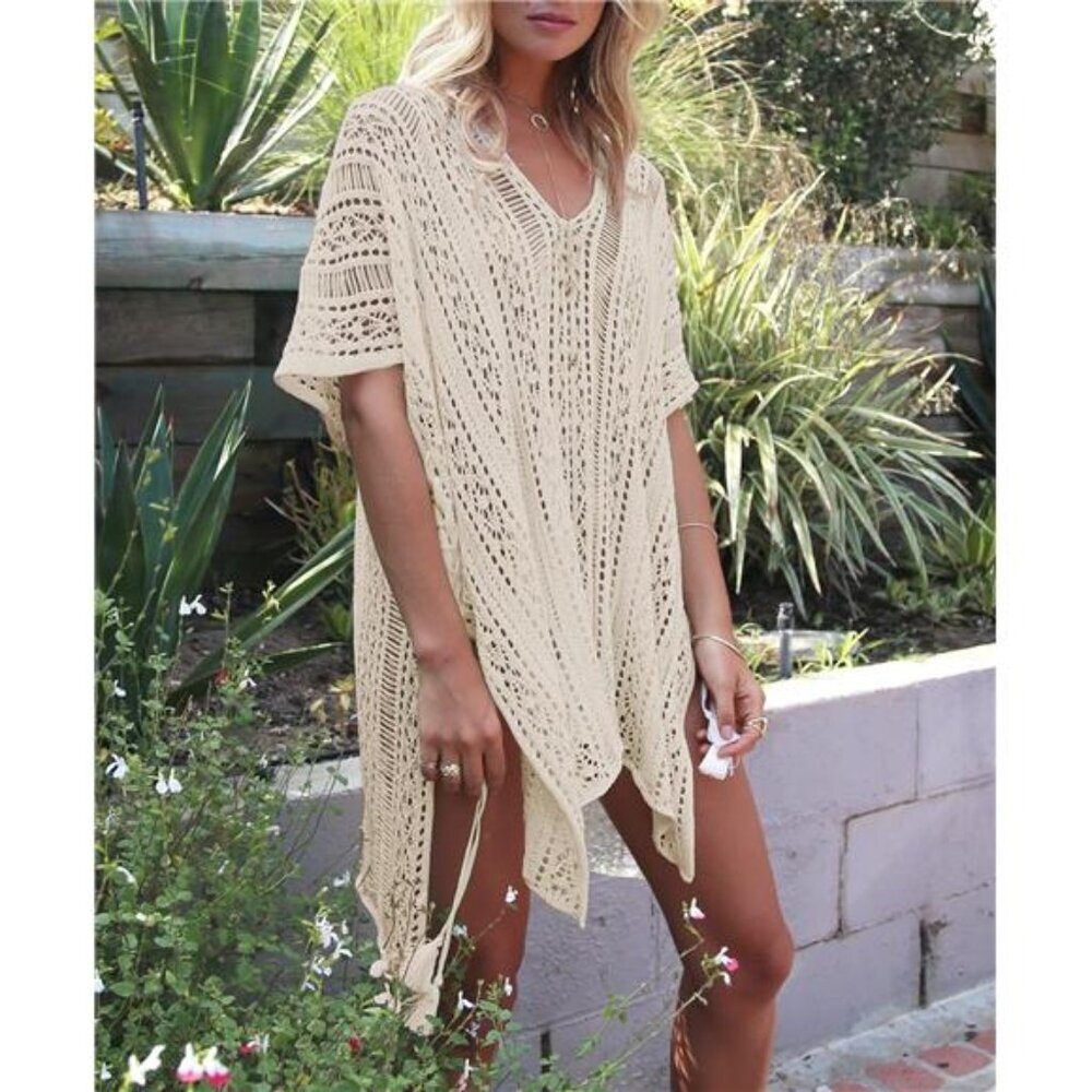 Women’s Bathing Suit Cover Up for Beach Pool Swimwear Crochet Dress - Picture 3 of 6